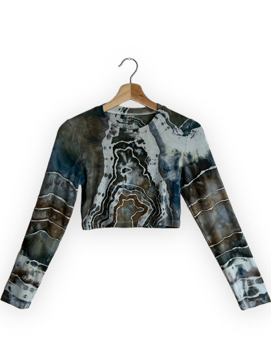 Long Sleeve Ribbed Crop Top - Sage Fog (S)