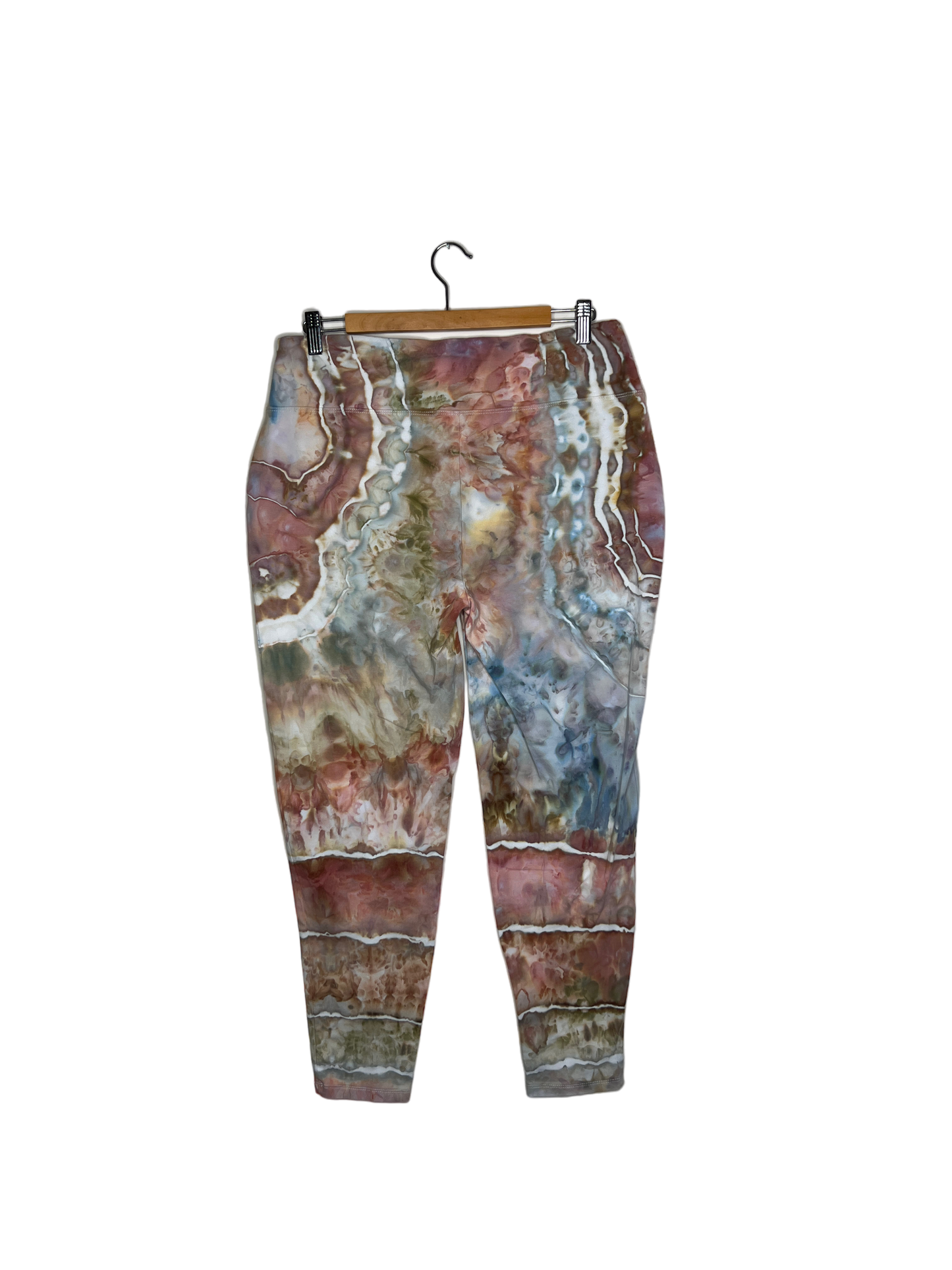Cotton Compression Yoga Leggings - Dusty Pink and Teal (3X)