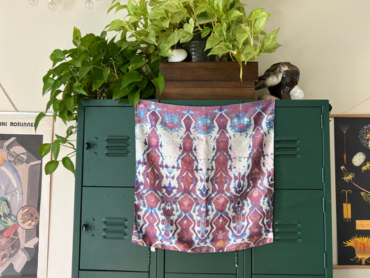 100% Silk Scarf - Purple Pillars (22”x22”)