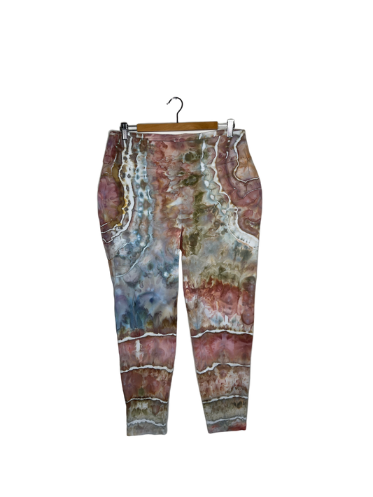 Cotton Compression Yoga Leggings - Dusty Pink and Teal (3X)