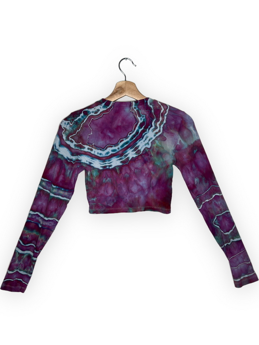 Long Sleeve Ribbed Crop Top - Strawberry Skies (M)