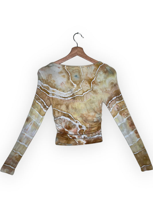 Ruched Long Sleeve Crop - Sandstone (Small)