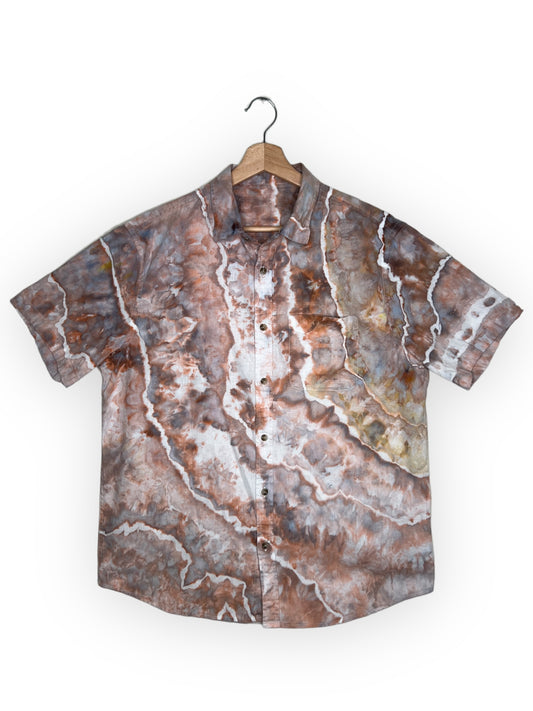 Short Sleeve Linen Dress Shirt (L)