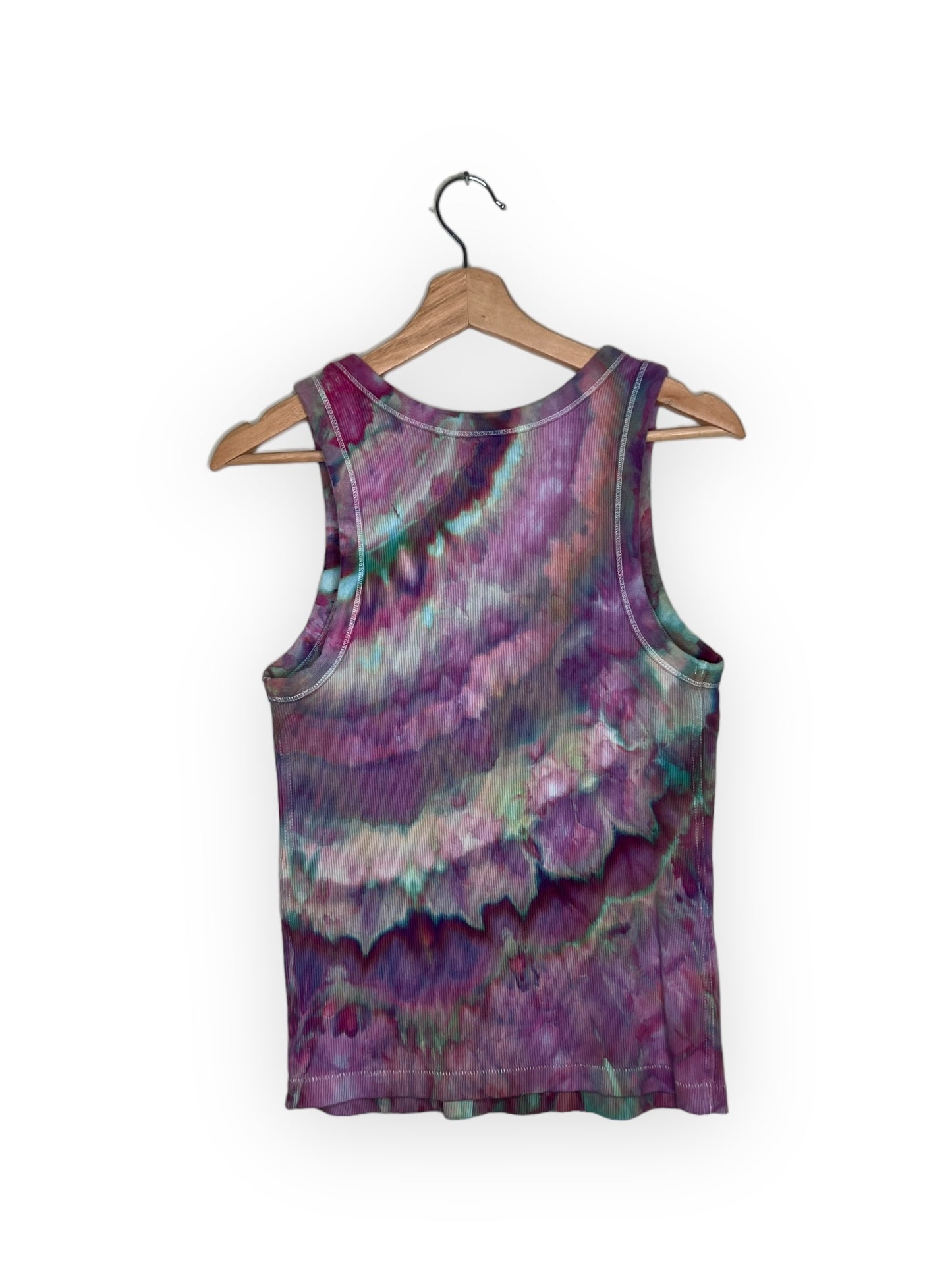 High Neck Ribbed Tank Top - Peacock Nebula (L)