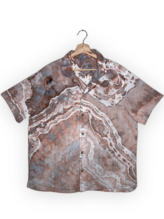 Short Sleeve Textured Camp Shirt (L)