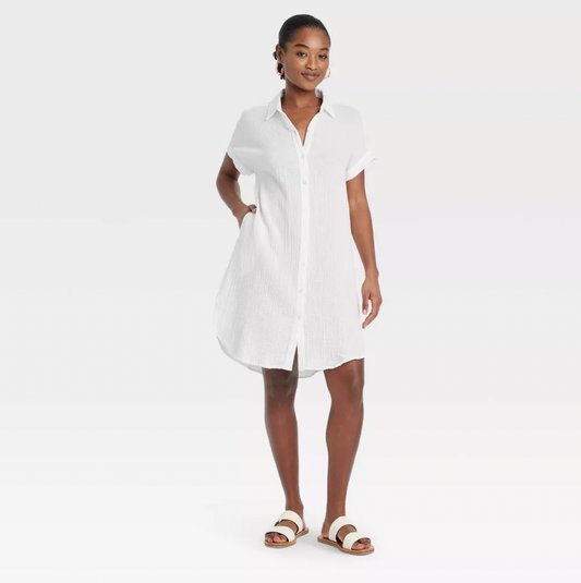 Cotton Gauze Shift Dress (S)