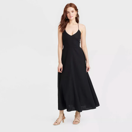Linen Blend Backless Dress (XL)