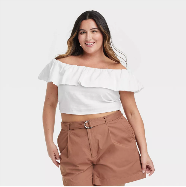 Off the Shoulder Ruffle Crop (XXL)