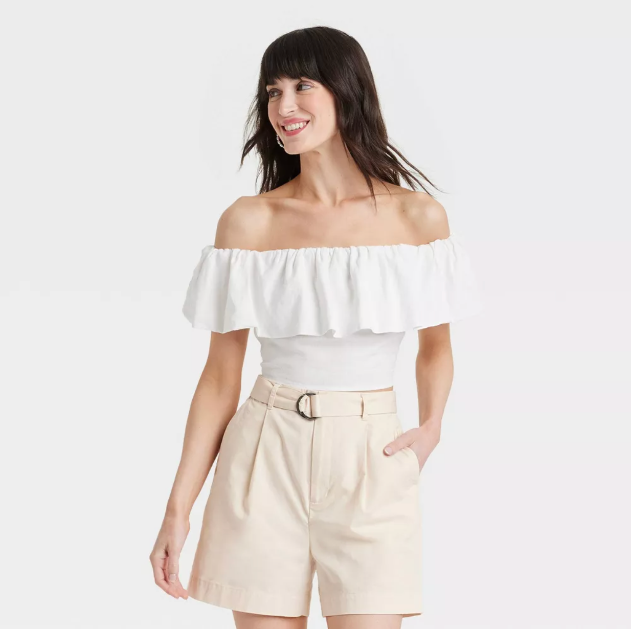 Off the Shoulder Ruffle Crop (Large)