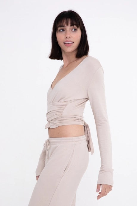 Long Sleeve Wrap Terry Top (Small)