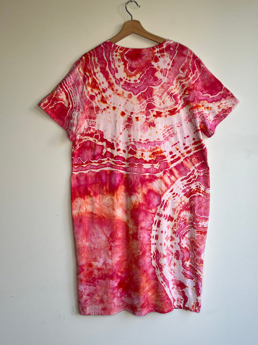 Pink and Peach Cotton Midi Dress (2X)