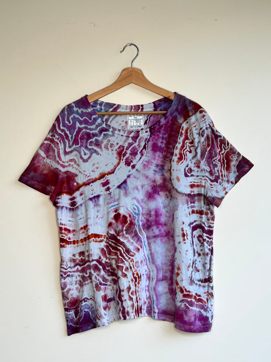 Maroon and Purple Cotton T-Shirt (XL)