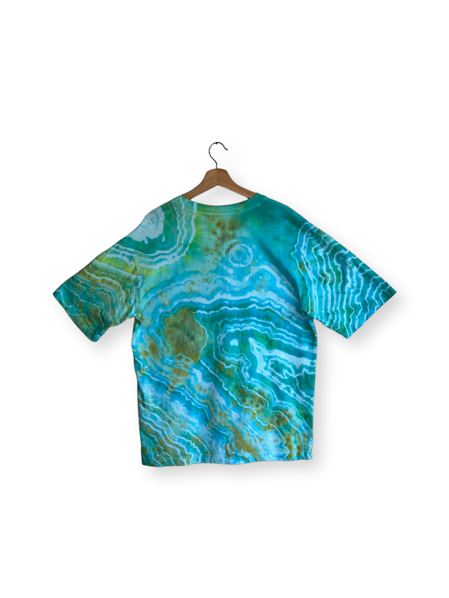 Caribbean Blue Tie Dye Oversized Pocket T-Shirt (Medium)