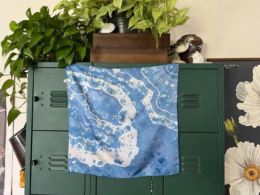 100% Silk Scarf - Indigo Geode (22”x22”)